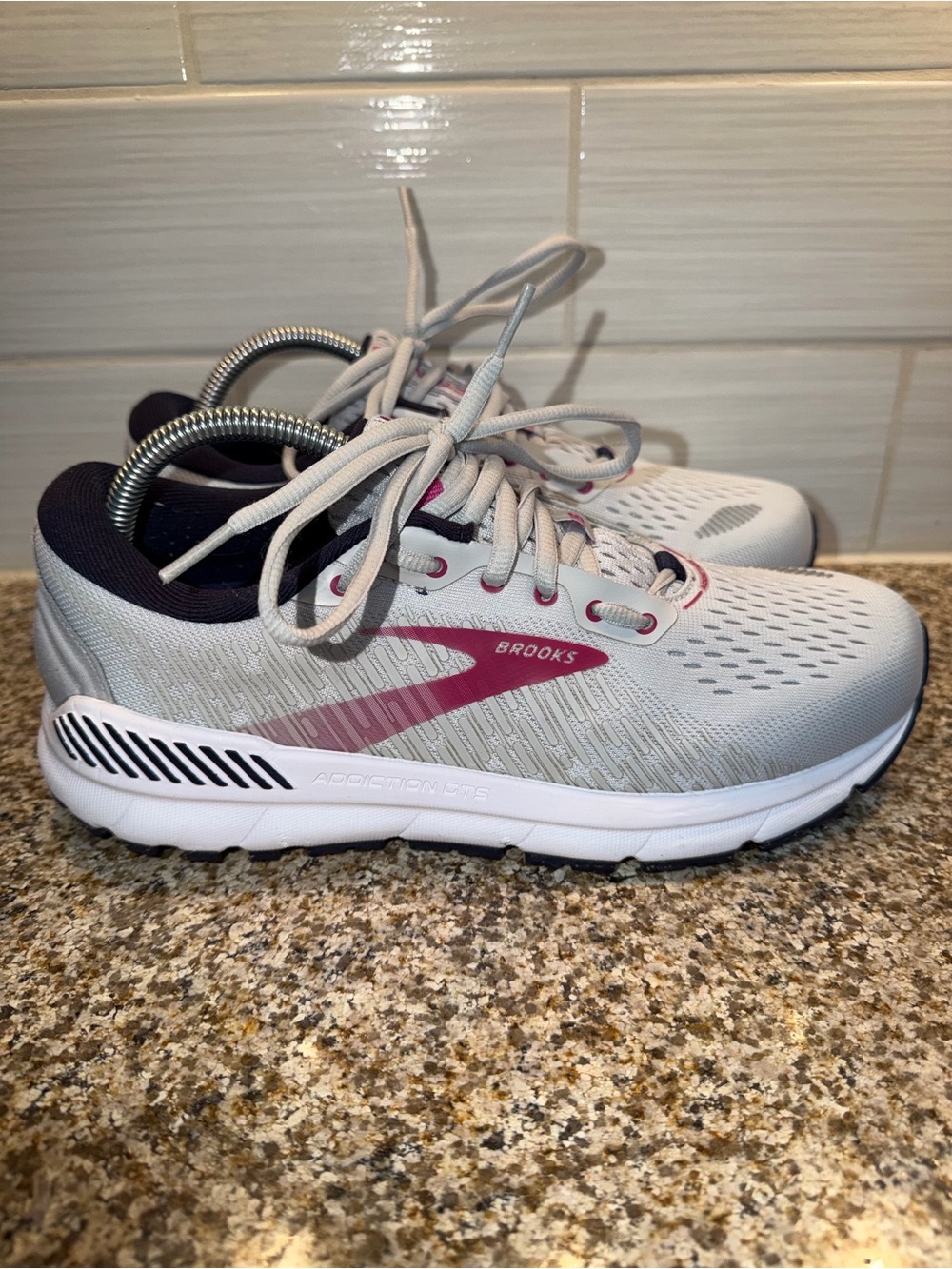 Brooks Women's Light Gray and Pink Running Shoes